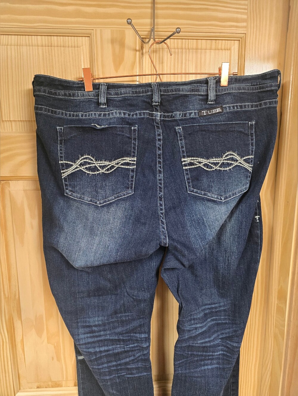 Plus-Size Dark Blue Embroidered Pocket Jeans - Brand